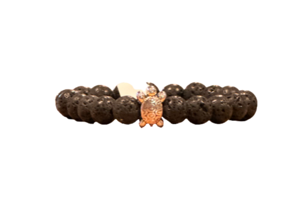 Local Hawaii Souvenir - Lava Rock Bracelet with Turtle
