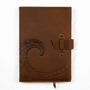 Shaka Tribe leather journal with wave - Hawaii souvenir