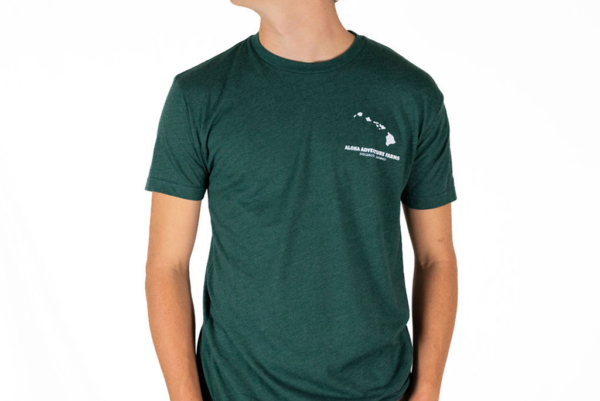 Green short sleeve shirt - front with Hawaii islands