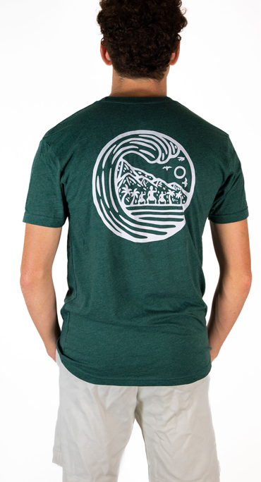 Green short sleeve shirt - back with wave