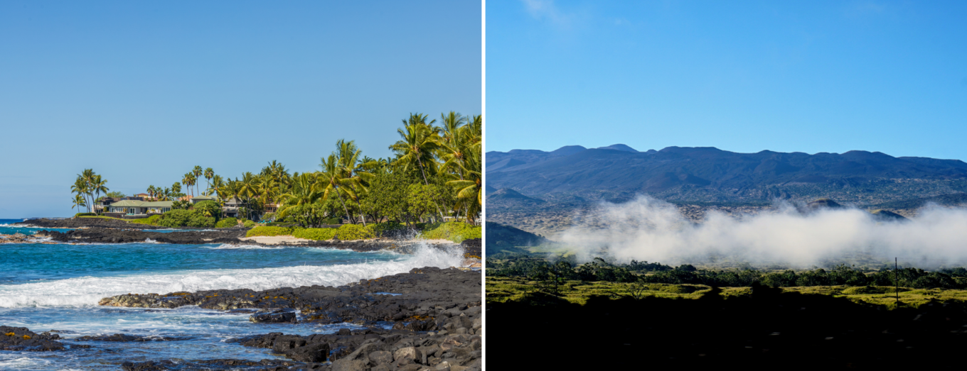 collage of kona and hilo on Big Island